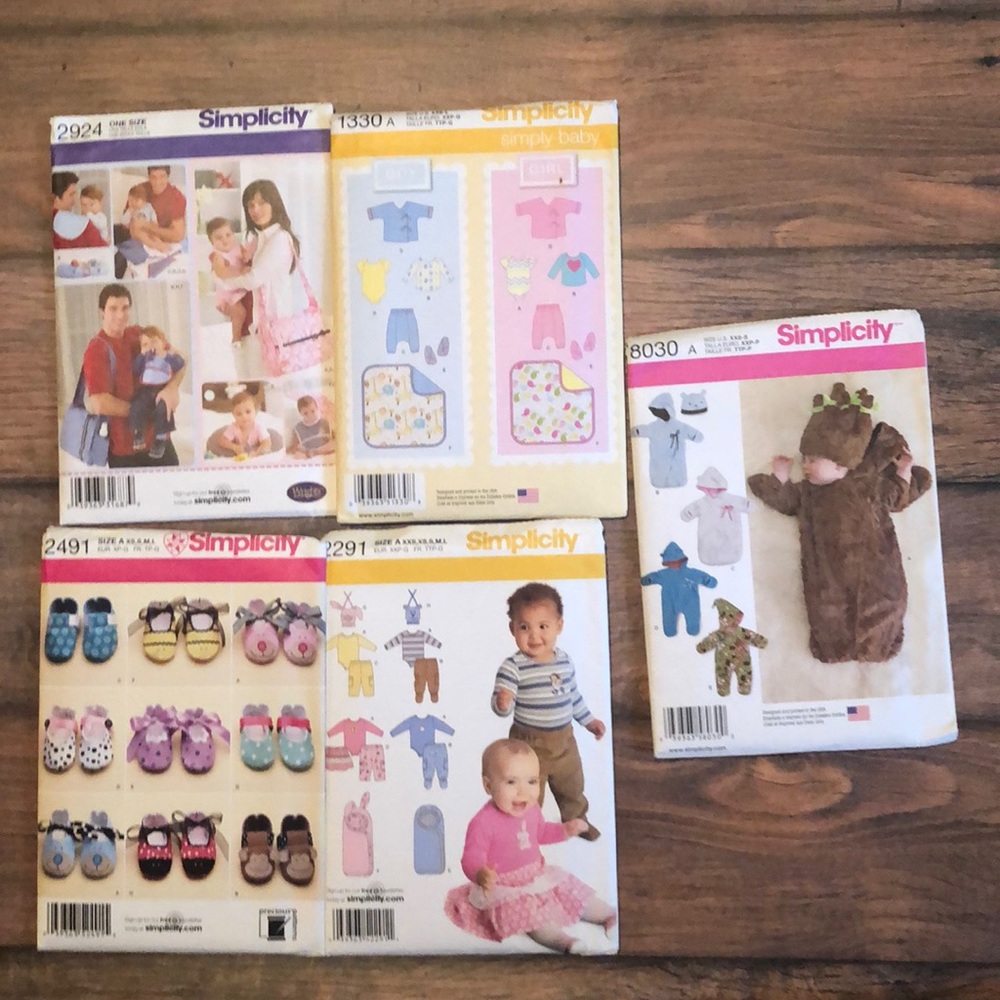 Set of Five Simplicity Baby Patterns